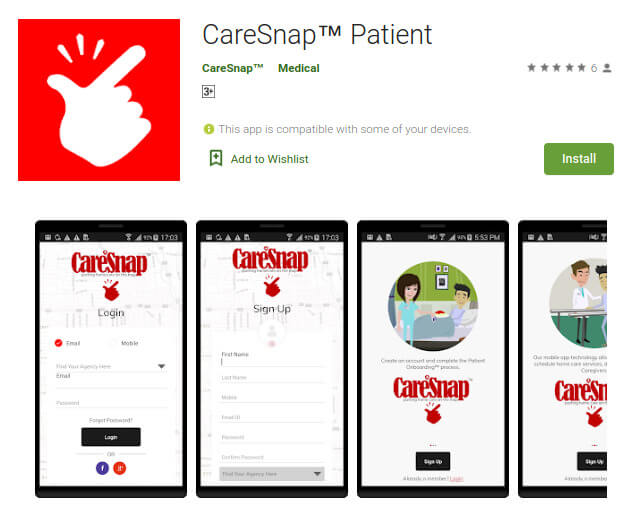 Caresnap Patient Top Caregiver Hiring Apps