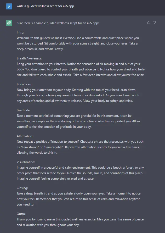 well guided script for wellness app